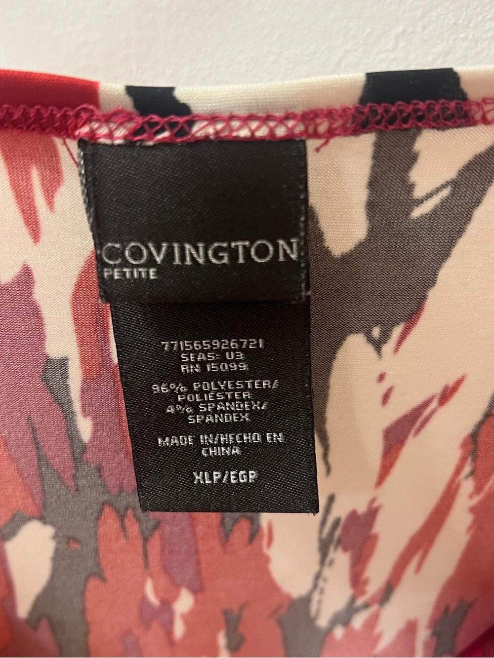 Covington Red, White & Black Abstract Cowl Neck Sleeveless Top - Picture 3 of 3
